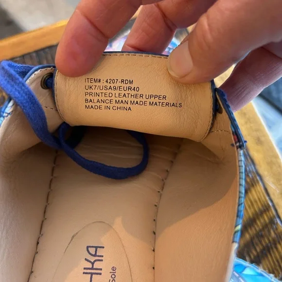 Anuschka Blue Floral & Butterfly Espadrille  Sneakers Boho Art Wear Hand Painted - Picture 7 of 9